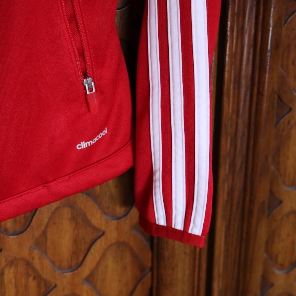 RELIST - Adidas 3 Stripes Soccer Tiro Track Jacket CVU Red/White 3-stripes - S - Picture 8 of 16